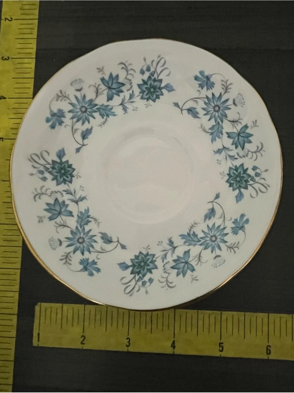 Colclough Braganza Blue Floral bone china Teacup and Saucer with Gold Trim